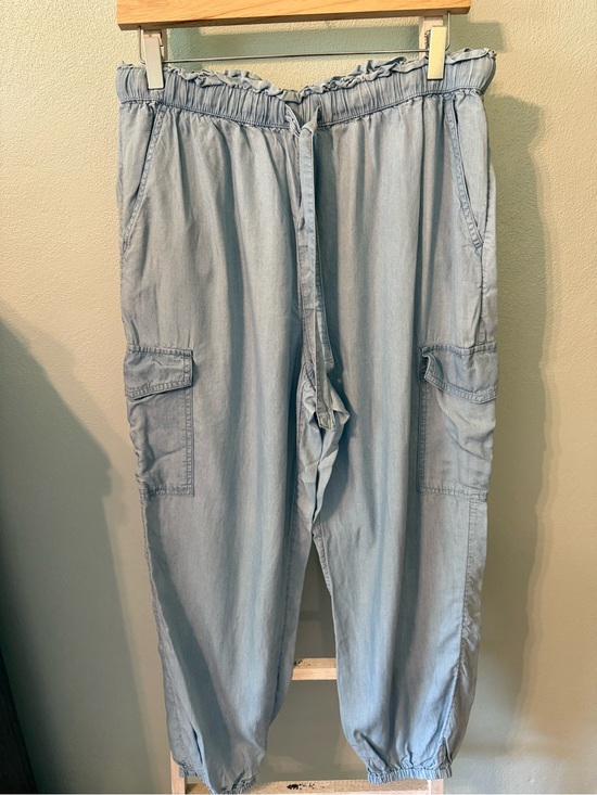 aerie Pants - Aerie Chambray Flowy Women's Elastic Waist Cargo Jogger Size L